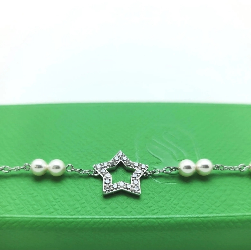 2X HP. Swarovski Stella Star Crystal Faux Pearls & Rhodium-Plated Bracelet - Picture 6 of 7
